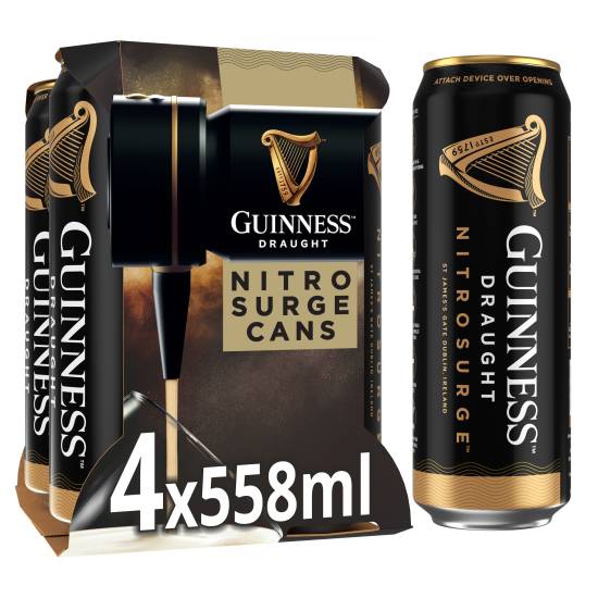 Guinness Nitrosurge Stout Beer Cans (4 pack, 558 ml)