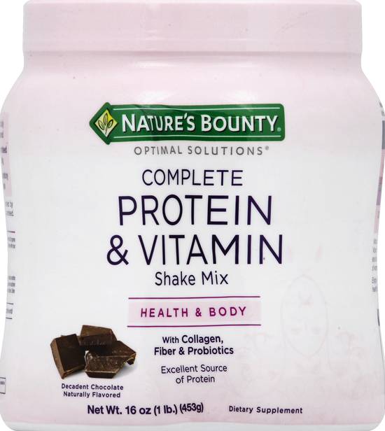 Nature's Bounty Complete Protein & Vitamin Shake Mix Decadent Chocolate (16 oz)