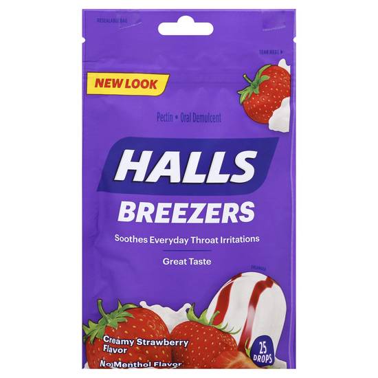 Halls Creamy Strawberry Flavor Throat Soothing