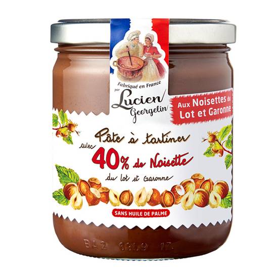 Pâte à Tartiner avec 40% de Noisette du Lot-et-Garonne 400g Lucien Georgelin