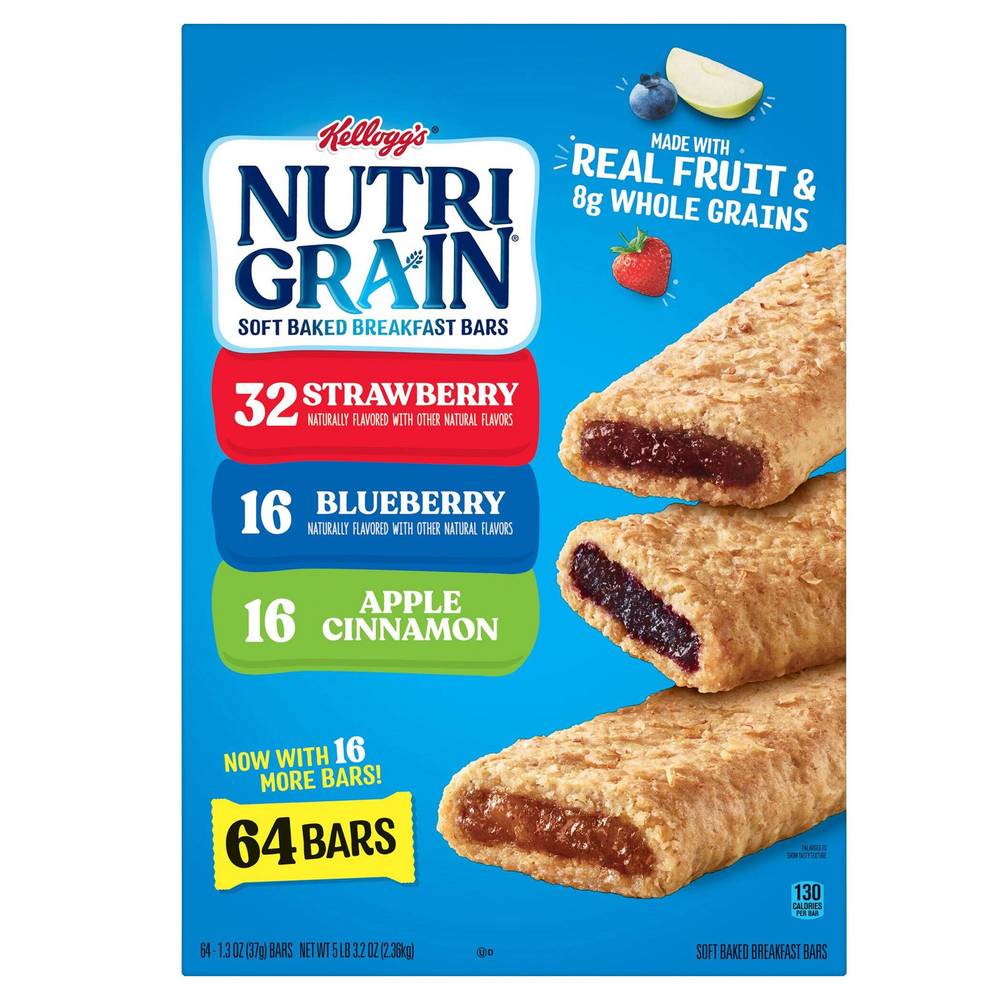 Kellogg's Nutri-Grain Bars, 1.3 oz, 64-count