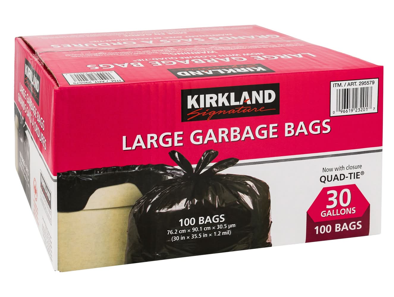 Kirkland Signature - Grands Sacs À Ordures À Nœuds, Paquet De 100 / Kirkland Signature Large Quad-Tie Garbage Bags, Pack Of 100