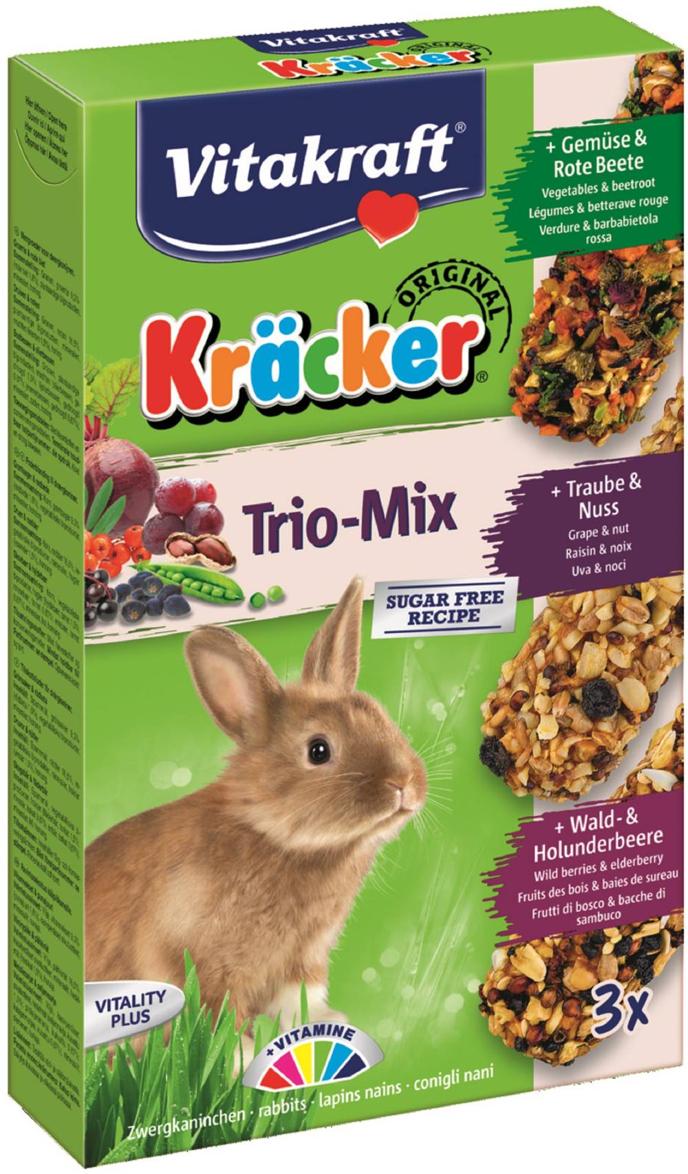 Vitakraft - Kräcker trio-mix raisin noix, 3 pcs