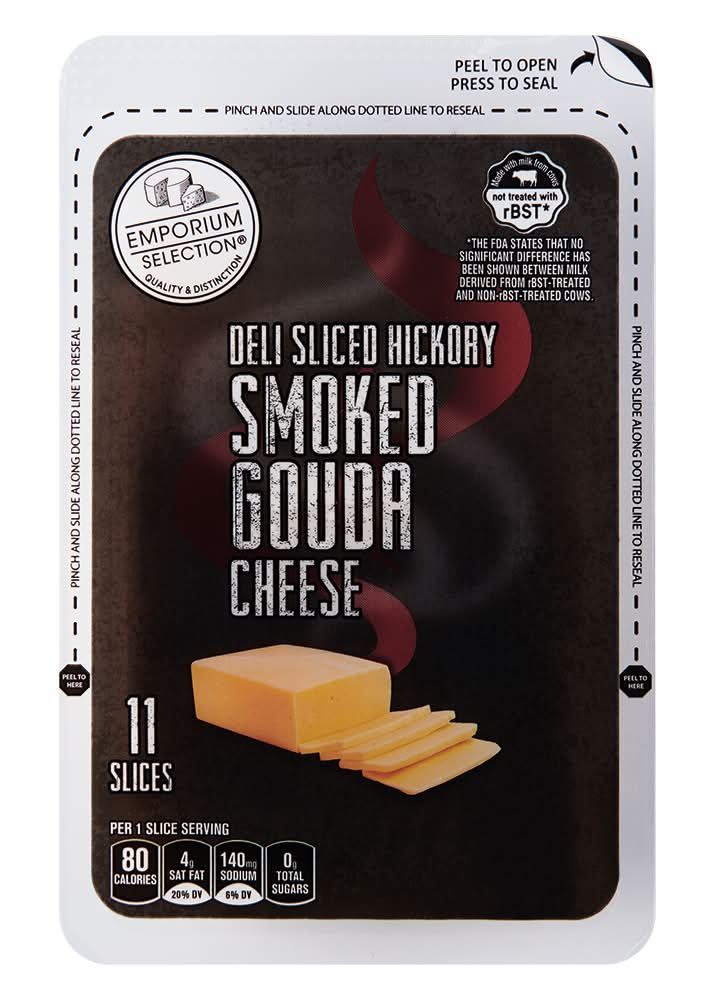 Emporium Selection Deli Sliced Hickory Smoked Gouda Cheese (8 oz, 11 ct)
