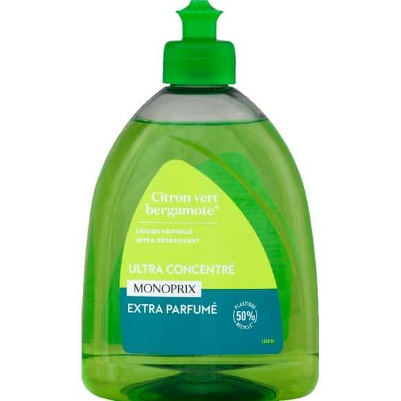 Monoprix Liquide Vaisselle Ultra Degraissant Citron Vert Bergamote La Bouteille De 500Ml