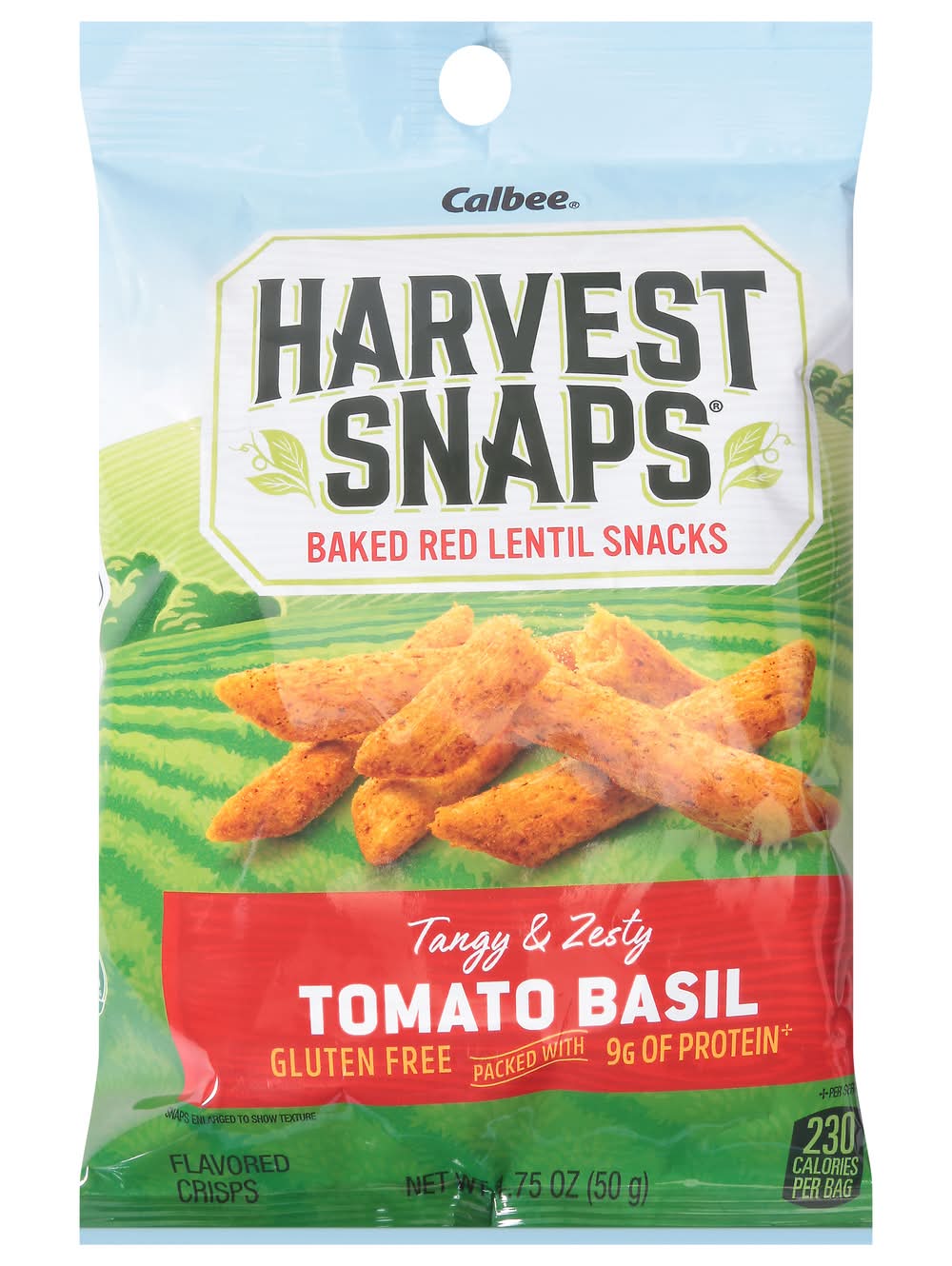 Harvest Snaps Tangy and Zesty Red Lentil Snack Crisps, Tomato Basil (1.75 oz)