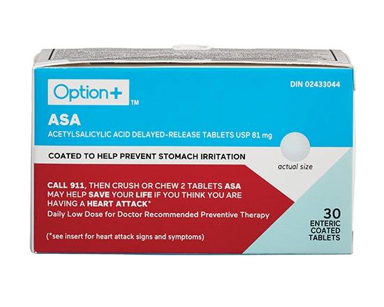 Option+ Acetylsalicylic Acid Delayed-Release 81 mg Tablets (30 ct)