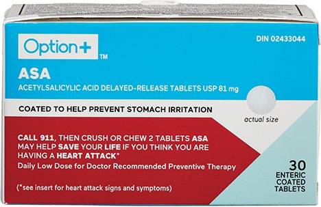 Option+ Acetylsalicylic Acid Delayed-Release 81 mg Tablets (30 ct)