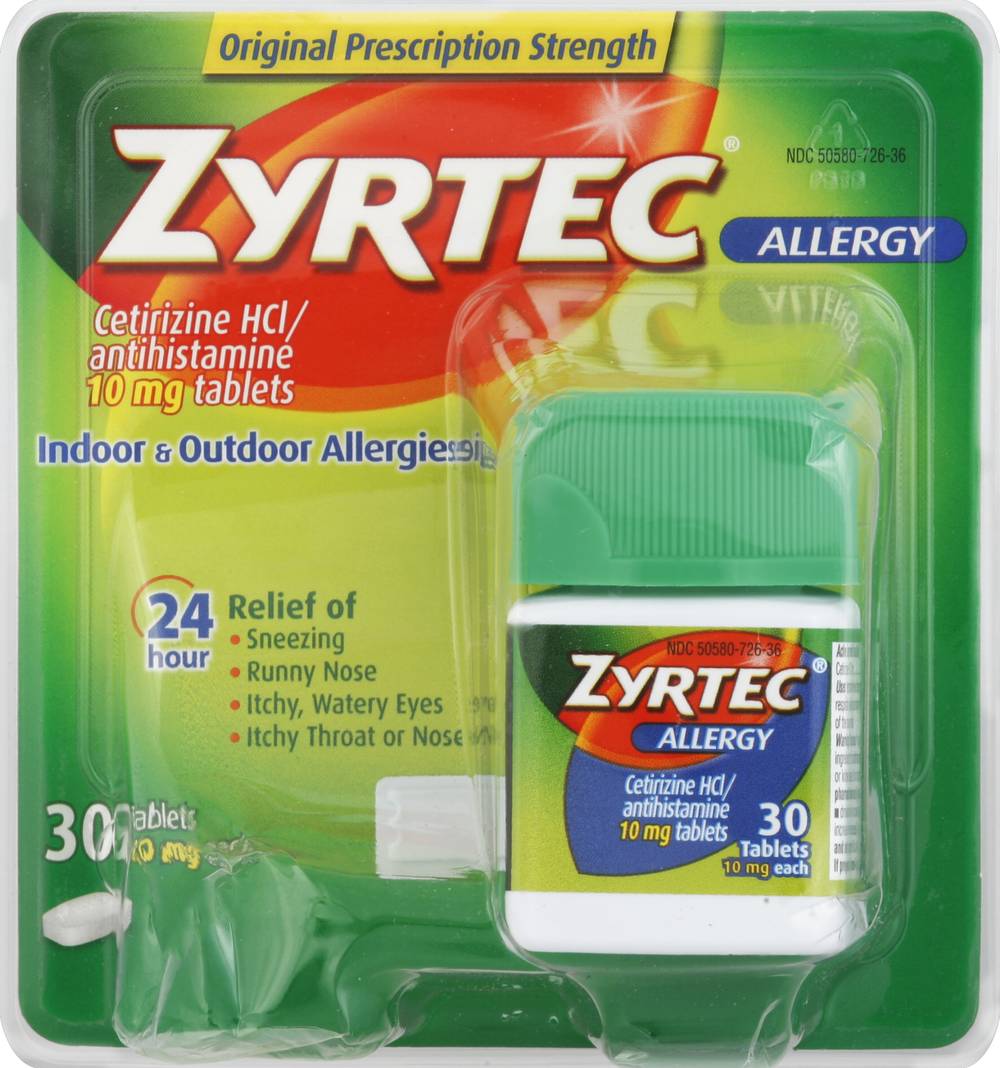 Zyrtec 10 Mg 24 Hour Allergy Relief With Cetirizine Hcl Tablets (1.12 oz)