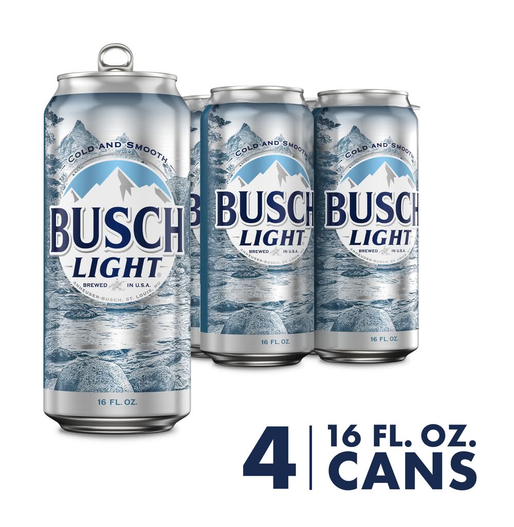 Busch Light American Lager Beer (4 x 16 fl oz)