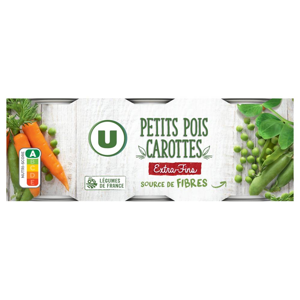 U - Petits pois et carottes extra-fins (3 pièces)