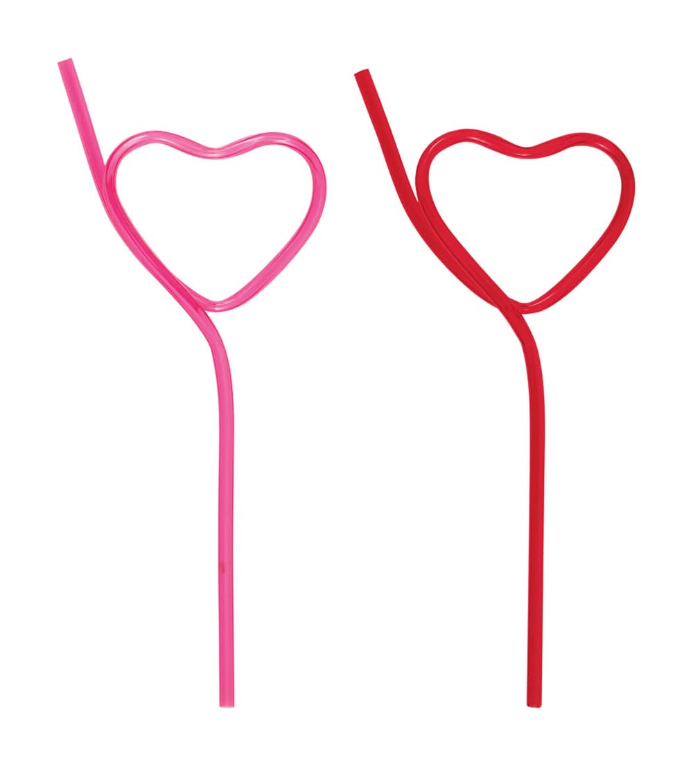 Unique Party! Heart Shaped Plastic Straws 8 Ct