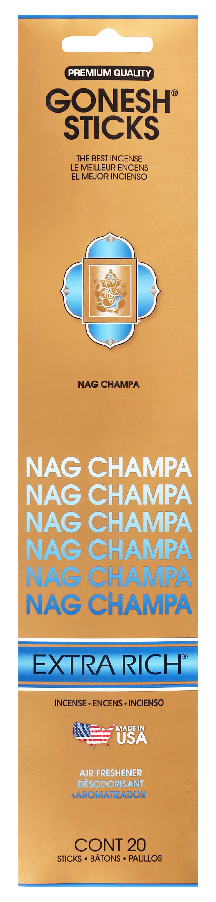 Gonesh Nag Champa Extra Rich Incense (3.6 oz)
