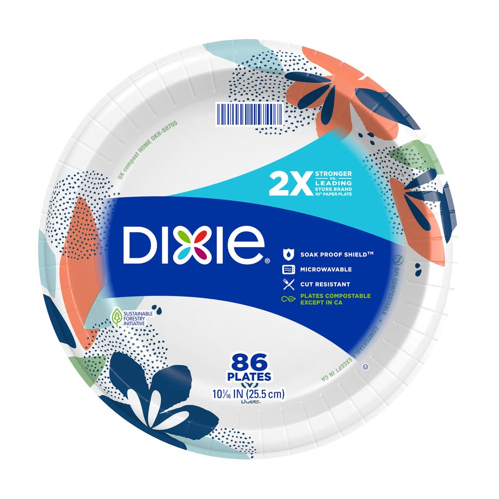 Dixie Compostable Paper Plates, 10.06 in (86 ct)
