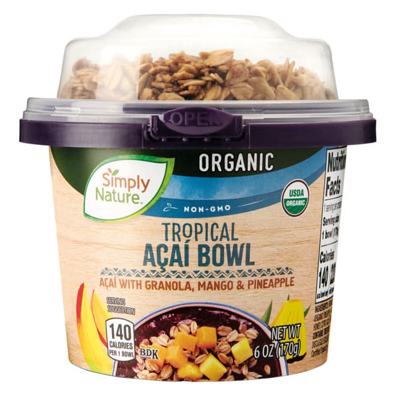 Simply Nature Organic Tropical Acai Bowl, Assorted (6 oz)