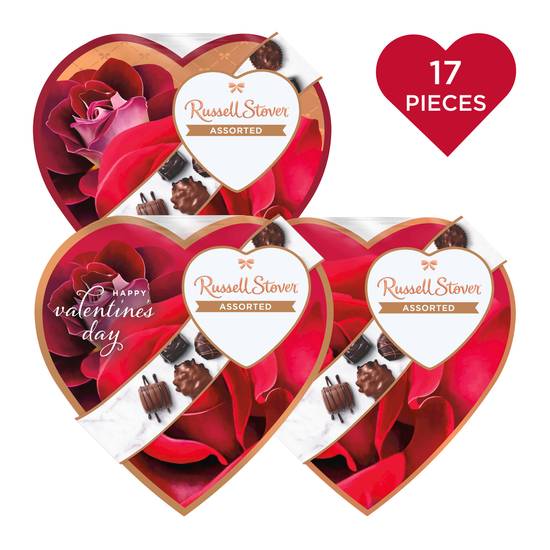 Russell Stover Valentine's Day Roses Chocolate Heart Gift Box (3 ct) (assorted)