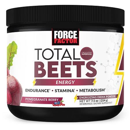 Force Factor Total Beets Energy Drink Powder, Pomegranate Berry (7.5 fl oz)
