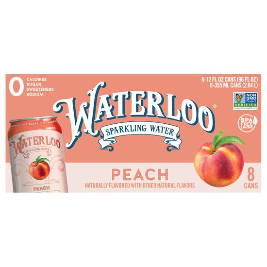 Waterloo Sparkling Water (8 pack, 12 fl oz) (peach)