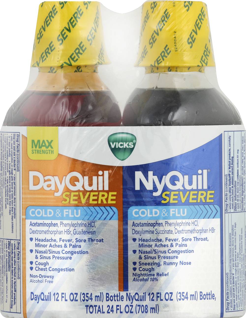 Vicks Dayquil Nyquil Severe Cold, Cough & Flu Medicine (24 fl oz)