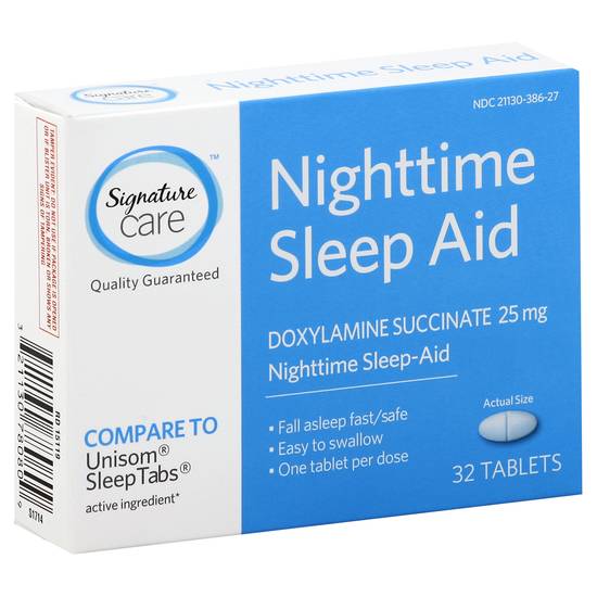 Signature Care Doxylamine Succinate 25 mg Nighttime Sleep Aid (32 ct)