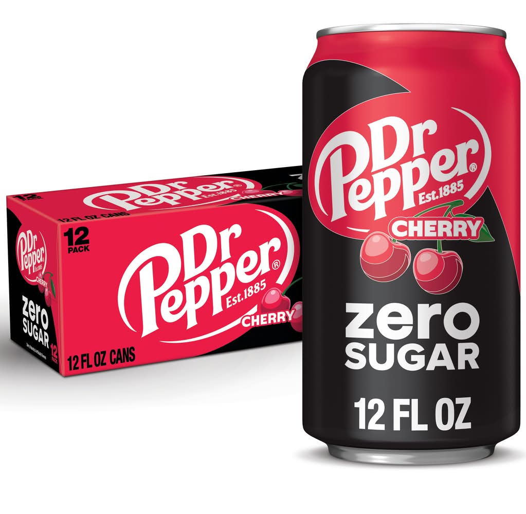 Dr Pepper Zero Sugar Soda, Cherry (12 x 12 fl oz)