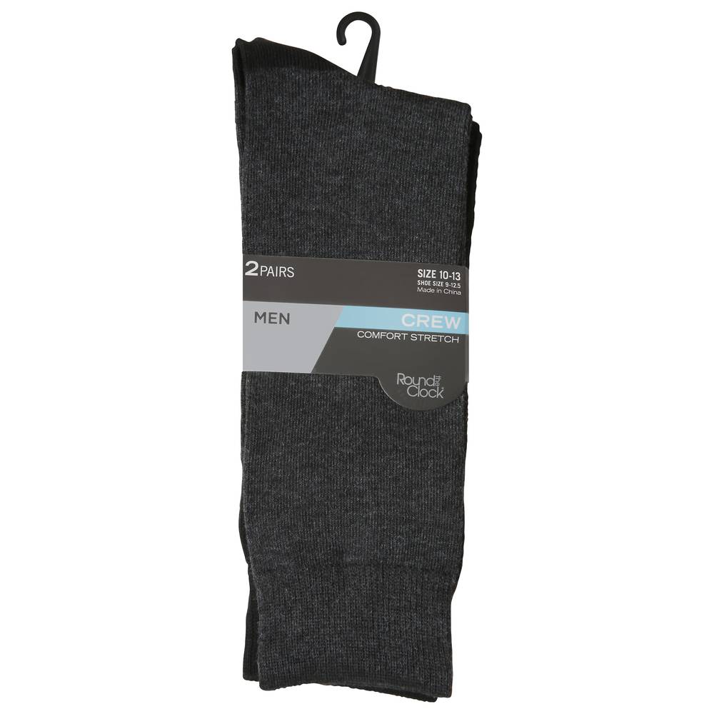 Round the Clock Men Crew Socks, 10-13 (2 ct)