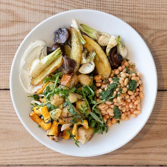 longevity bowl with braised beans