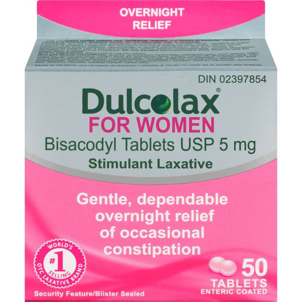 Dulcolax For Women Overnight Relief Bisacodyl Tablets Usp 5 mg (20 g)