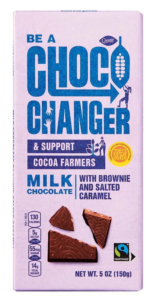 Choceur Be a Choco Changer Milk Chocolate Bar, Brownie & Salted Caramel (5 oz)