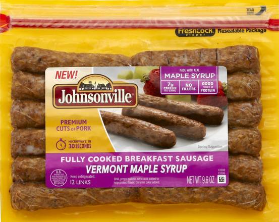 Johnsonville Fully Cooked Breakfast Sausage Vermont Maple Syrup (12 ct)