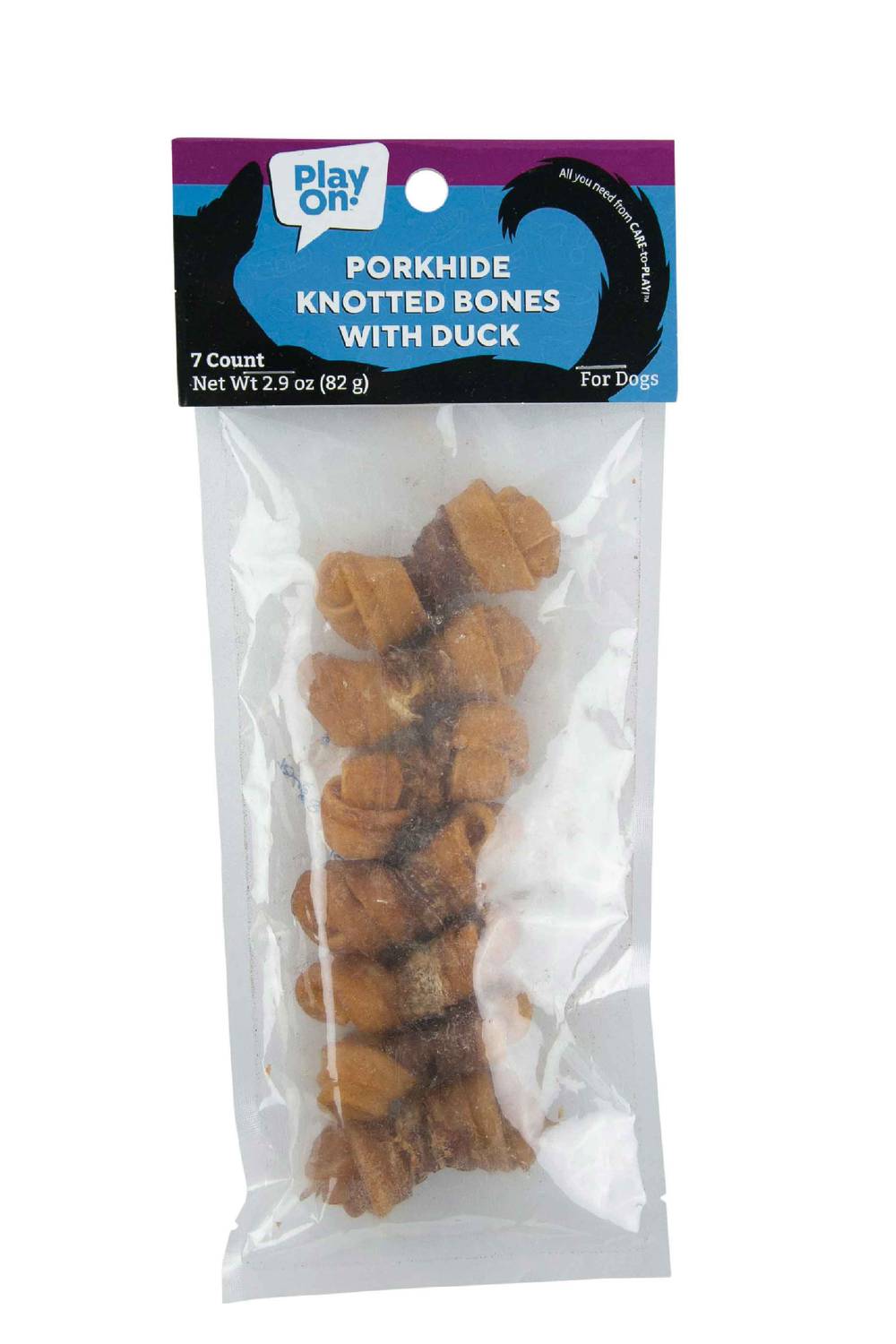 Play On Porkhide Knotted Bone With Duck, 7 Count