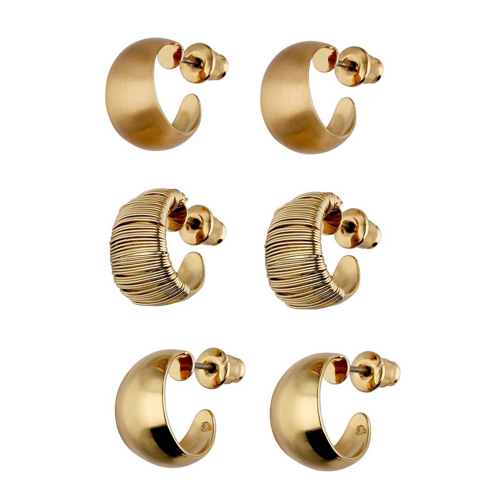 I Am Jewelry Casual-Simple Creole Earring Set, Gold, 6Ct