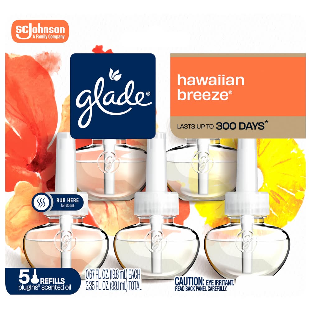 Glade Plugins Air Freshener Refills, Hawaiian Breeze (5 x 0.67 fl oz)