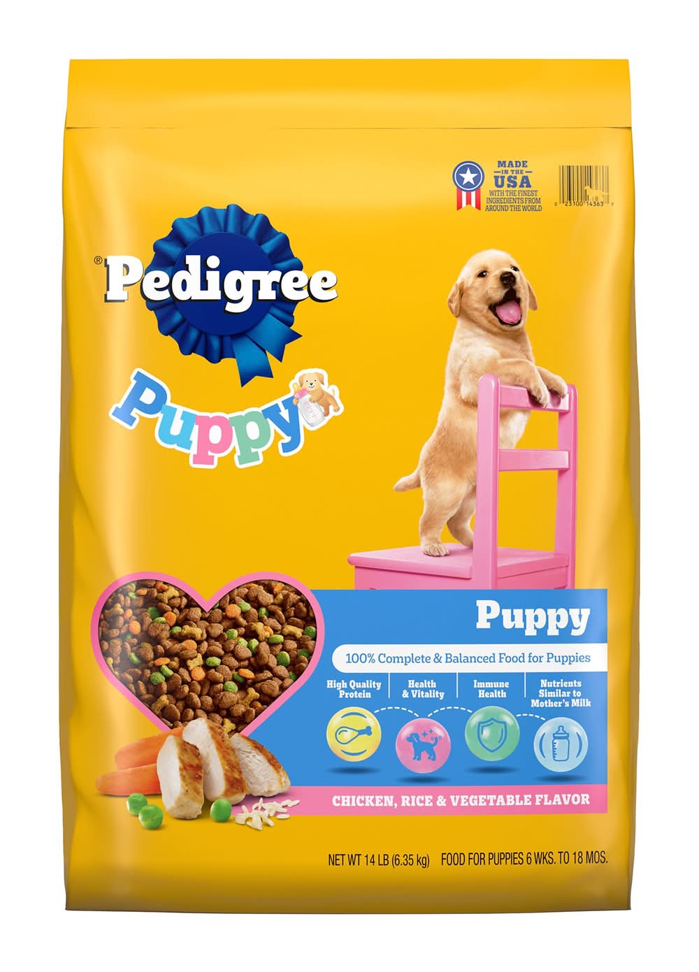 Pedigree® Growth & Protection Puppy Dry Dog Food - Healthy Development, Chicken & Vegetables (Flavor: Chicken & Vegetable, Color: Assorted, Size: 14 Lb)
