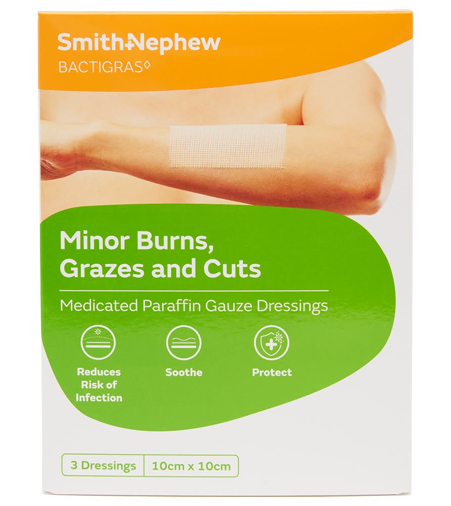 Smith & Nephew Bactigras Paraffin Gauze Dressing 10cm X 10cm Delivery Near  Me | Order Online | Uber Eats