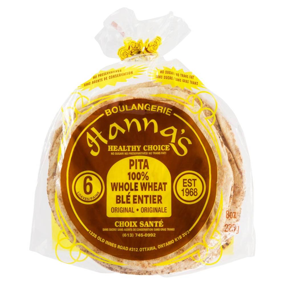 Hanna's 8" Original Whole Wheat Pita Bread (225 g)