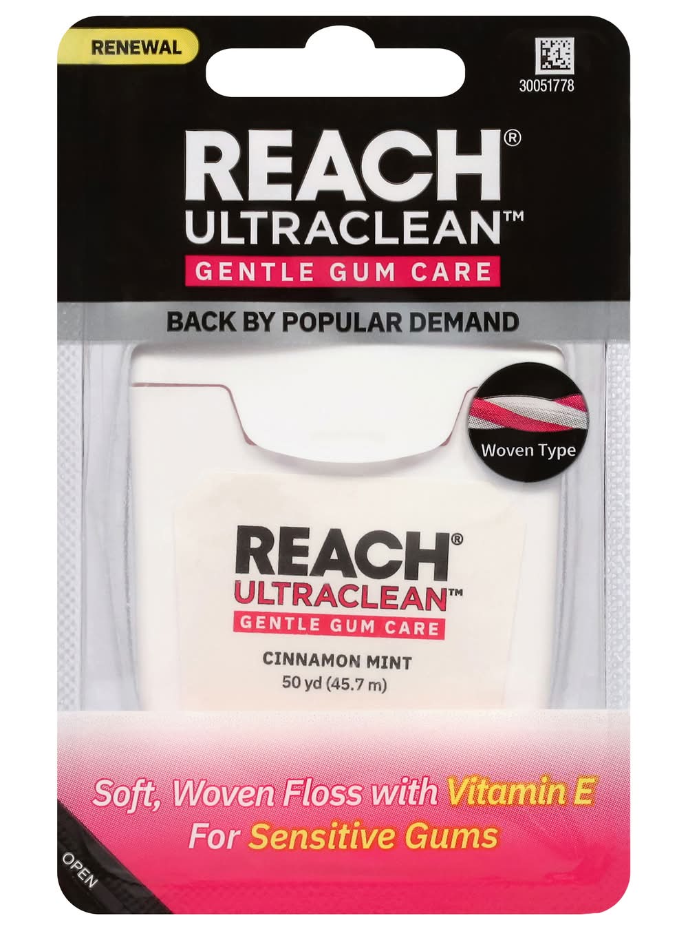 Reach Ultraclean Gentle Gum Care Soft Woven Floss, Cinnamon Mint, 45.7 m