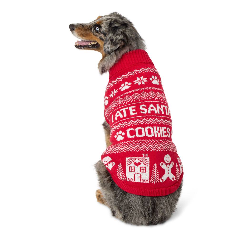 Merry & Bright™ Cookies Ugly Sweater, Dog & Cat (Color: Red, Size: X Small)