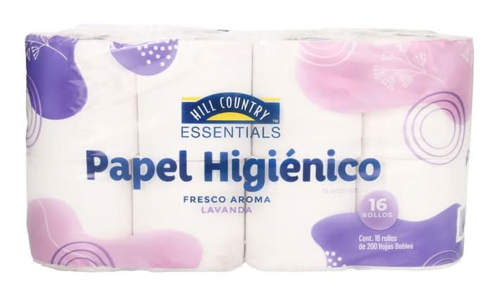 Hill Country Fare · Papel higiénico 200 hojas, lavanda (16 un)
