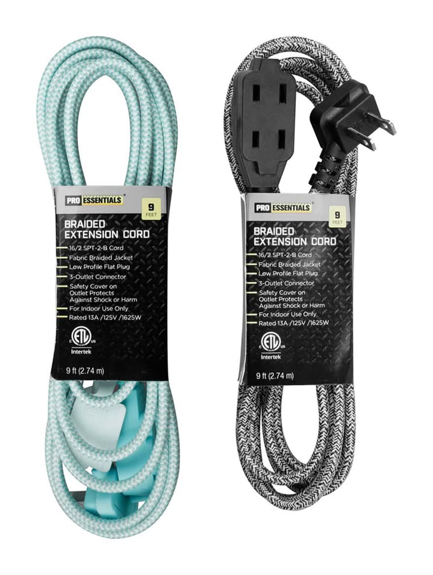 Pro Essentials Braided Extension Cord 9 Ft 1 Ct - Assorted