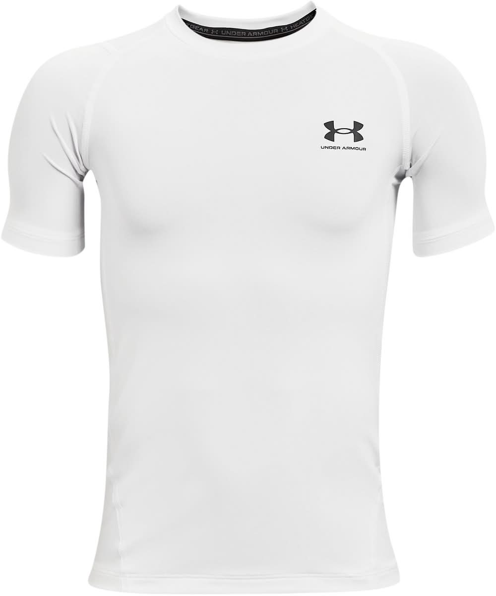 Under Armour Boys Short Sleeve Shirt, S, White-Black