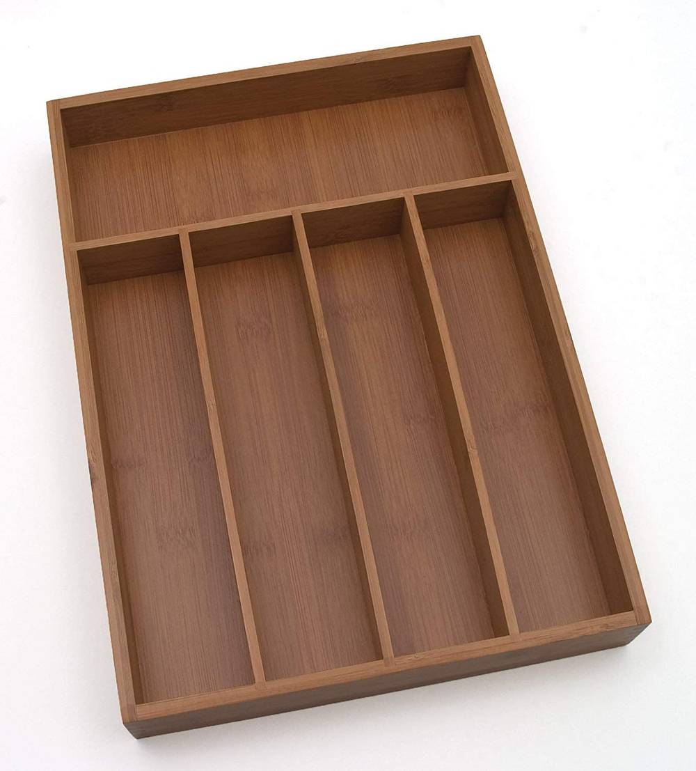 Style Selections 14-in x 10.37-in Brown Bamboo Wood Drawer Organizer | 8876L