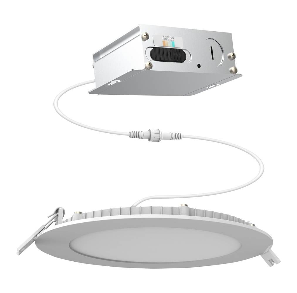 Utilitech Color Choice White 3-in 500 -Lumens Switchable white Round Dimmable LED Canless Damp rated Recessed Downlight | LLEDR3XT/5CCT