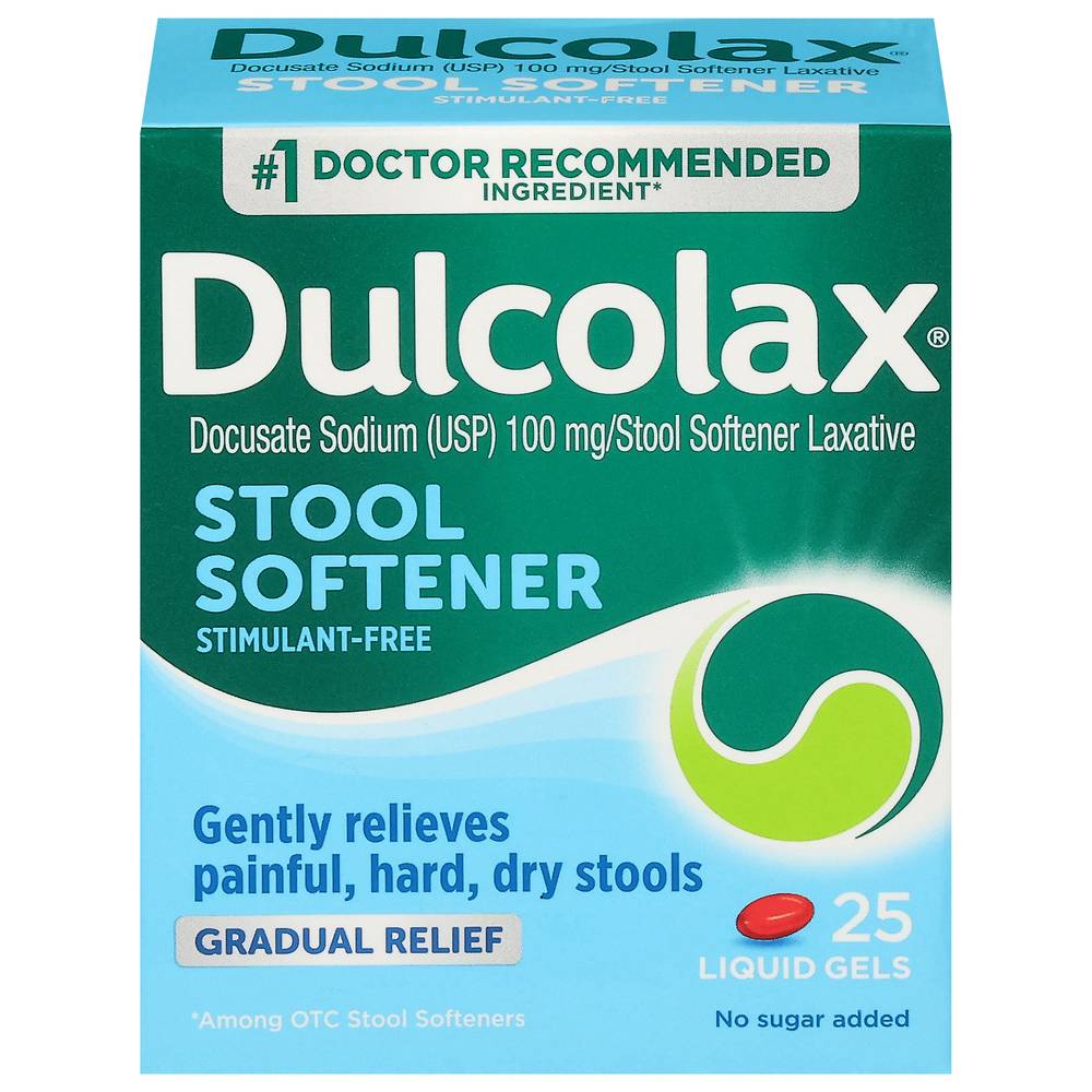 Dulcolax 100 Mg Stool Softener Laxative Liquid Gel Capsules (1.12 oz, 25 ct)