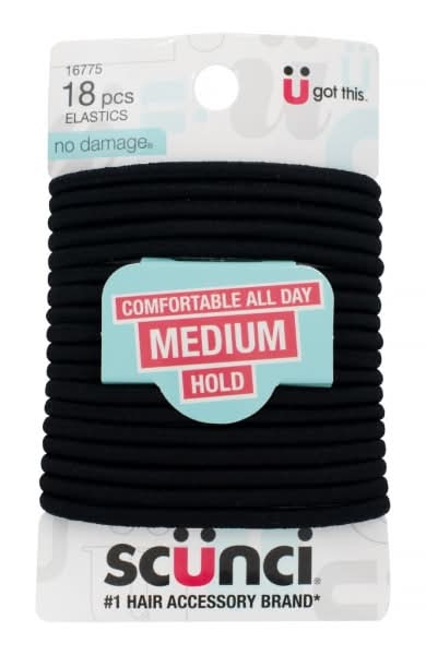 Conair® Scunci Elastic Hair Ties, 2-5/8", Black, Pack Of 18 Ties