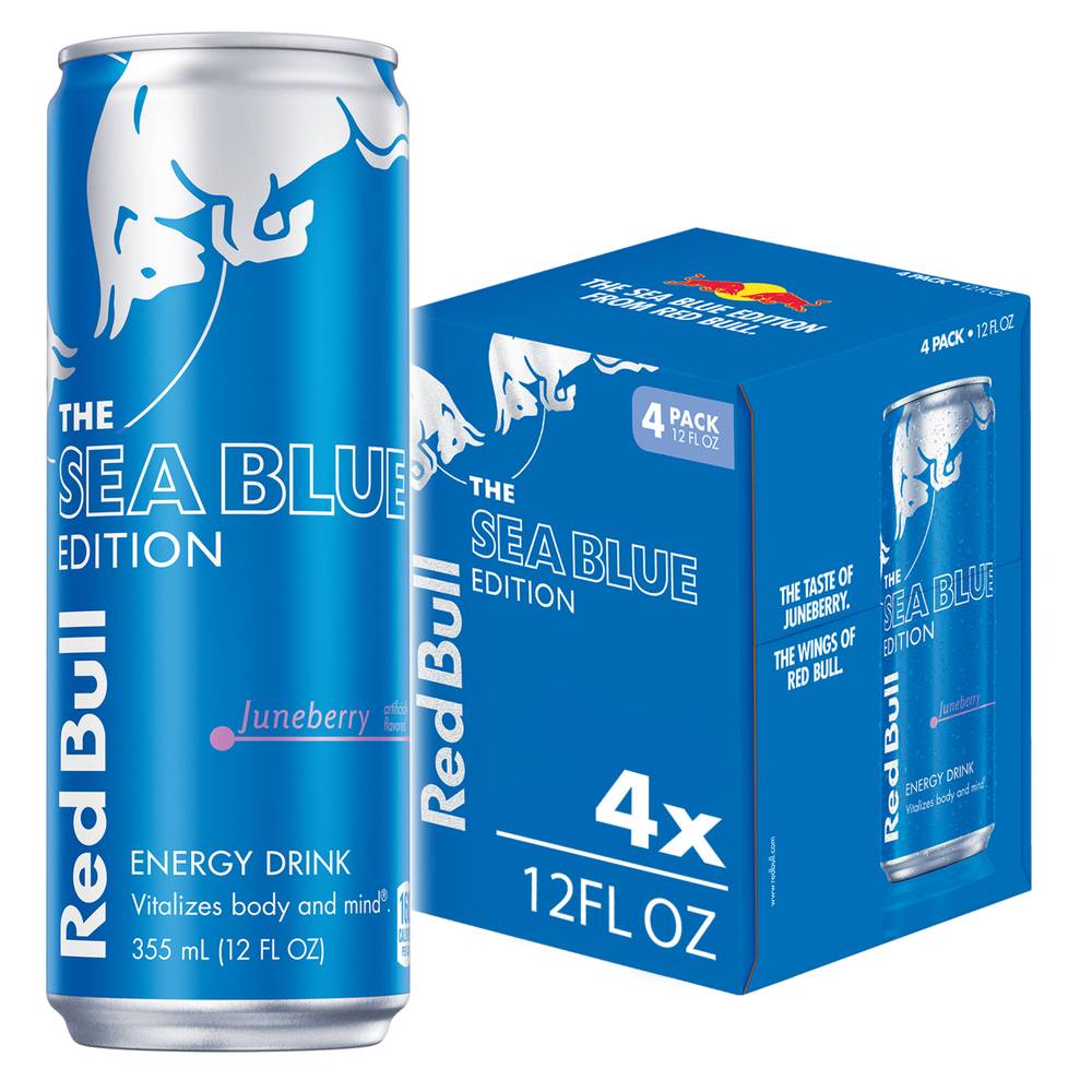 Red Bull The Sea Blue Edition Juneberry Energy Drink (4 x 12 fl oz)