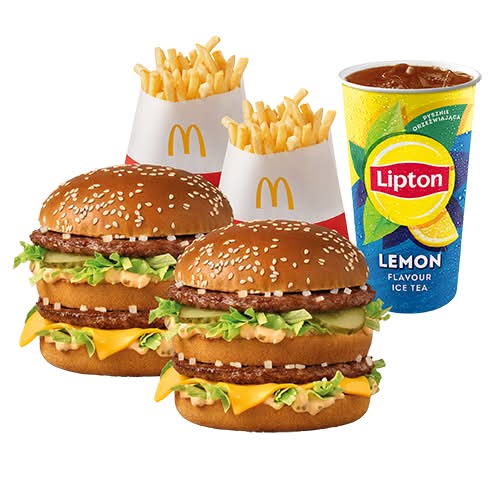 2x (BigMac + frytki małe) + średnia Lipton Ice Tea
