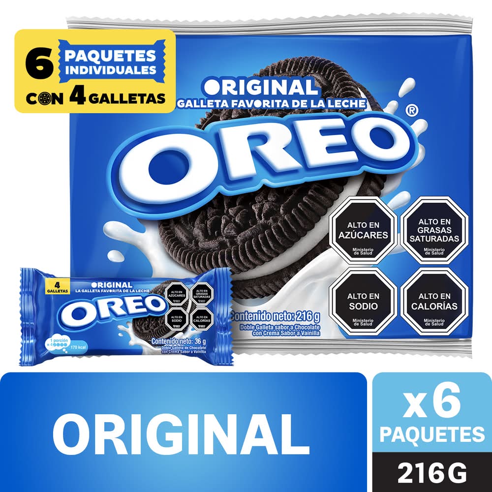 Oreo · Galletas sándwich con relleno - Chocolate-Vainilla (6 x 4 un)