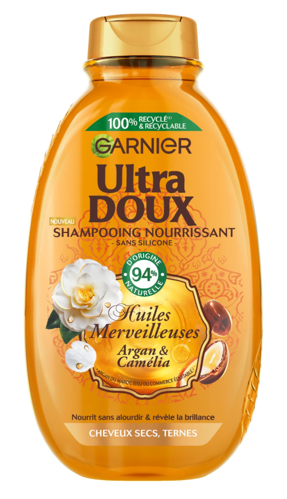 Ultra doux - Shampoing baume nourissant cheveux secs huiles merveilleuses argan & camélia (300ml)