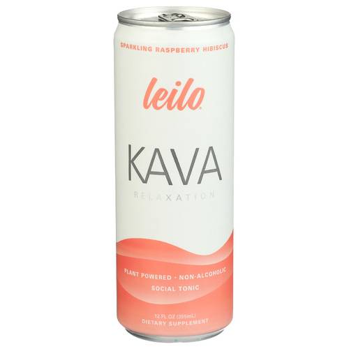 Leilo Sparkling Raspberry Hibiscus Non-Alcoholic Kava Relaxation Social Tonic